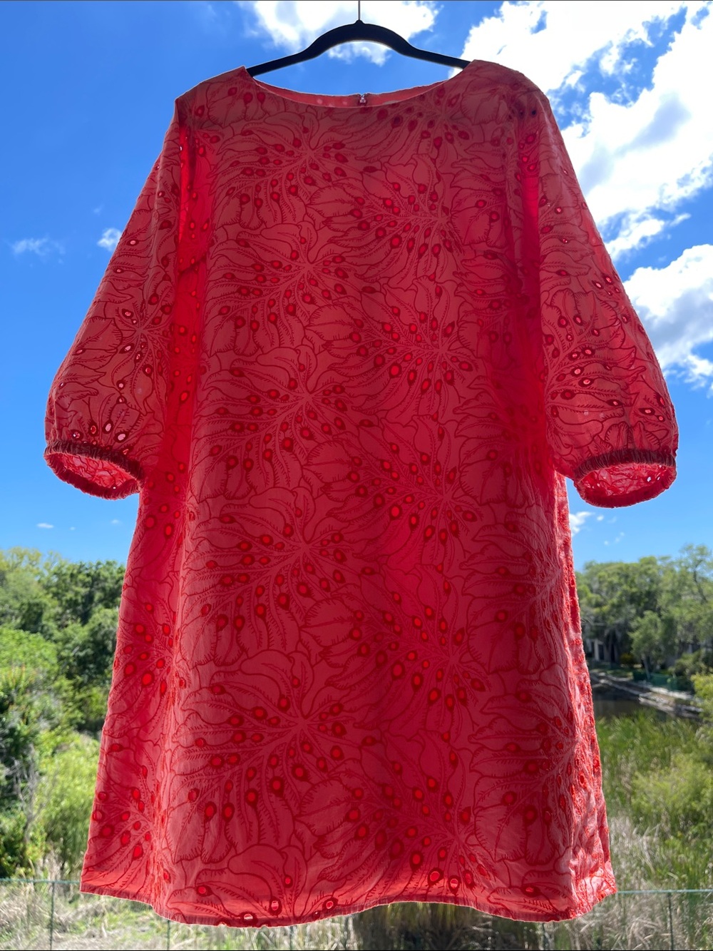 Preston & York Coral Eyelet Midi Shift Dress